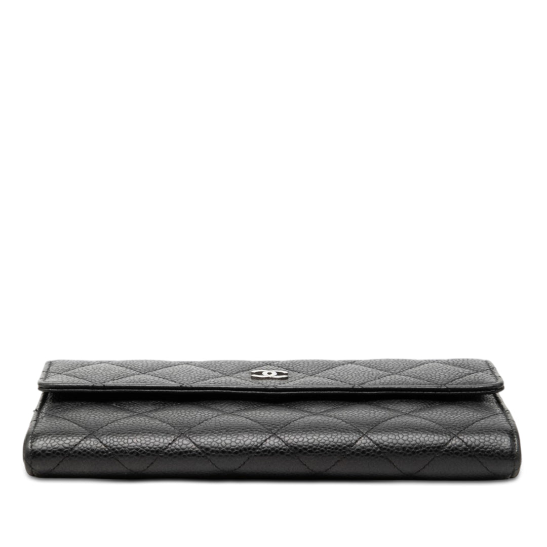 Chanel CC Matelassé Caviar à rabat Portefeuille long
