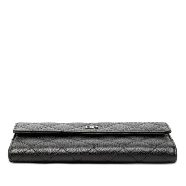 Chanel CC Matelassé Caviar à rabat Portefeuille long