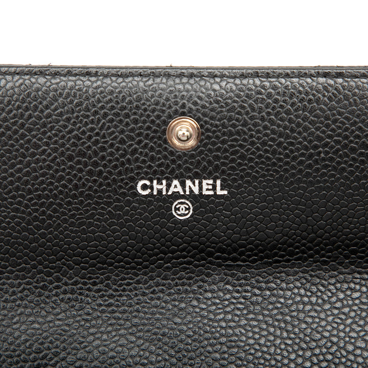 Chanel CC Matelassé Caviar à rabat Portefeuille long