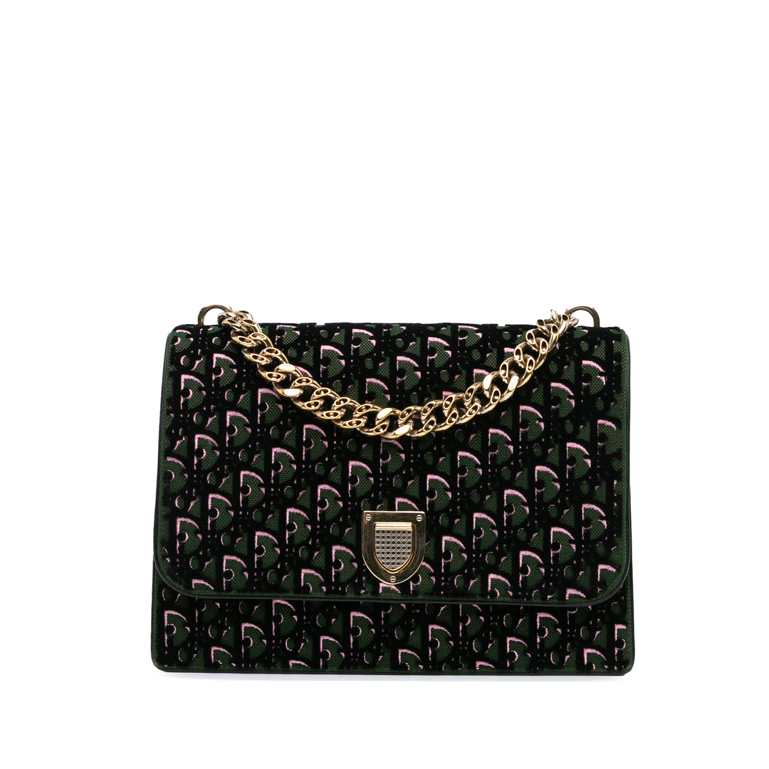Oblique Velvet Diorama Satchel Green - Gaby Paris