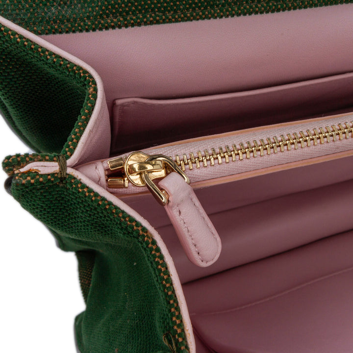 Oblique Velvet Diorama Satchel Green - Gaby Paris