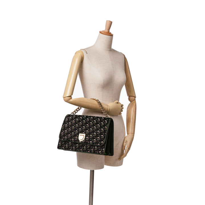 Oblique Velvet Diorama Satchel Green - Gaby Paris