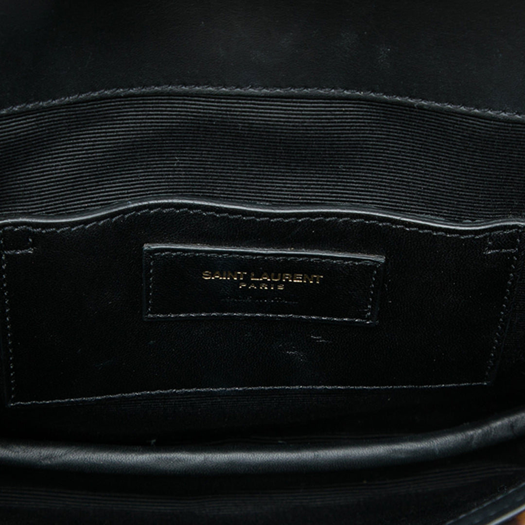 Saint Laurent Chevron et Leopard Imprimé Veau Hair Classic Enveloppe Sac Cuir de veau Noir – vue 4 – GABY PARIS
