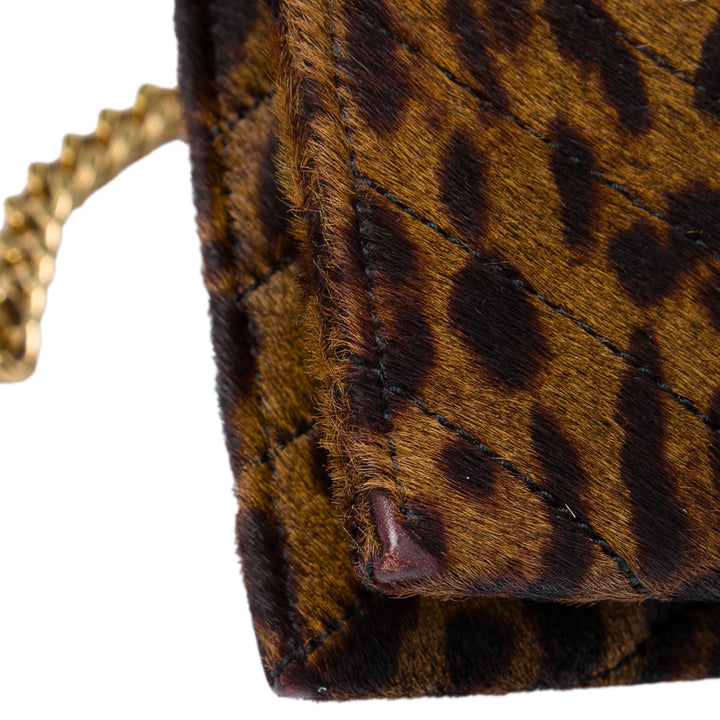 Saint Laurent Chevron et Leopard Imprimé Veau Hair Classic Enveloppe Sac Cuir de veau Noir – vue 6 – GABY PARIS