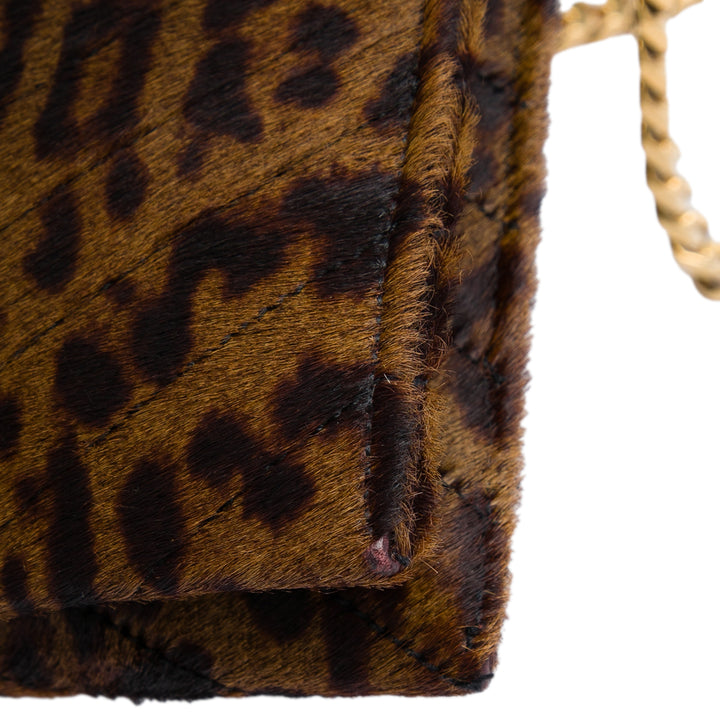Saint Laurent Chevron et Leopard Imprimé Veau Hair Classic Enveloppe Sac Cuir de veau Noir – vue 7 – GABY PARIS