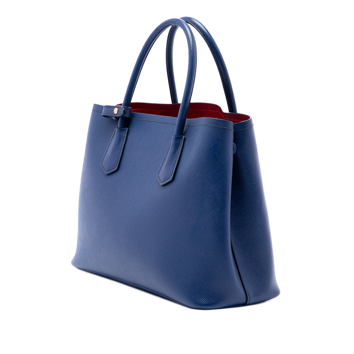Prada Sac à main Double Poignée Saffiano Moyen Bleu – vue 2 – GABY PARIS