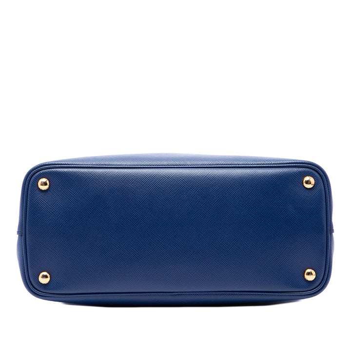 Prada Sac à main Double Poignée Saffiano Moyen Bleu – vue 3 – GABY PARIS