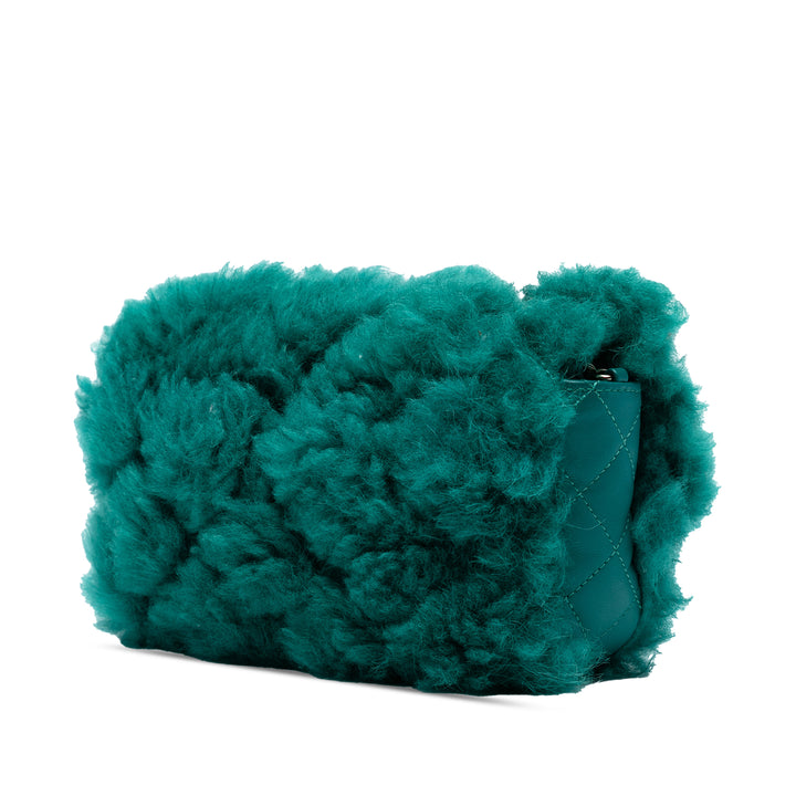 Chanel Small CC Shearling Simple rabat Vert