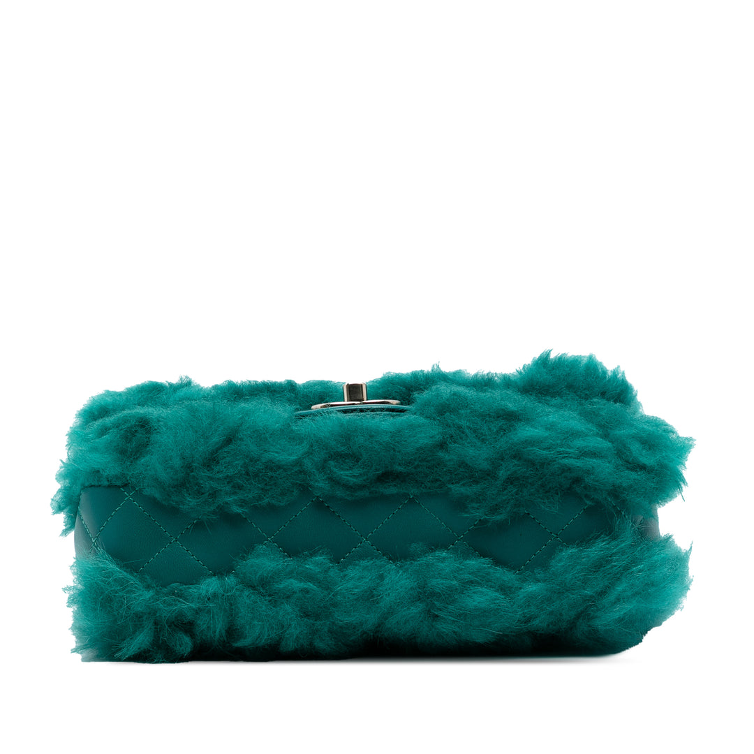 Chanel Small CC Shearling Simple rabat Vert