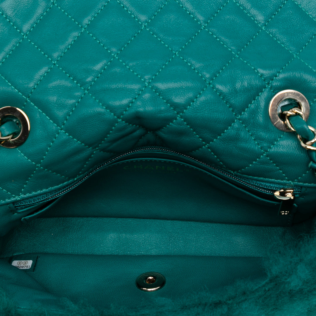 Chanel Small CC Shearling Simple rabat Vert