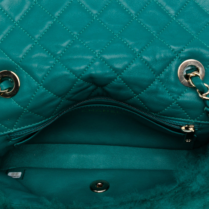 Chanel Small CC Shearling Simple rabat Vert