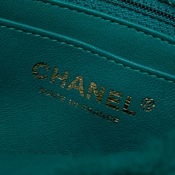 Chanel Small CC Shearling Simple rabat Vert