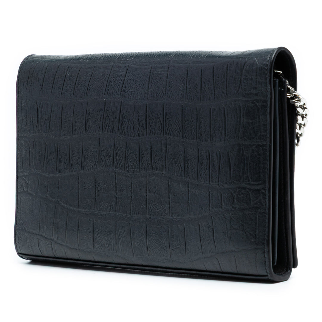 Saint Laurent Croc embossé Cuir Wallet On Chain