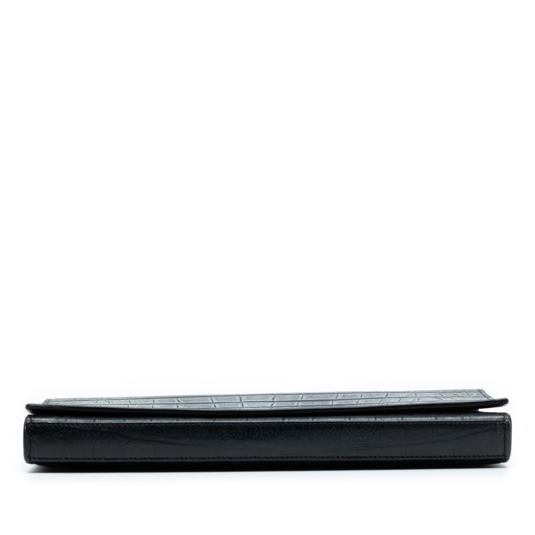 Saint Laurent Croc embossé Cuir Wallet On Chain