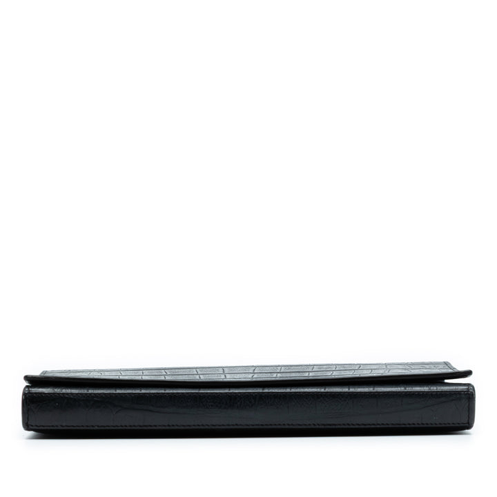 Saint Laurent Croc embossé Cuir Wallet On Chain