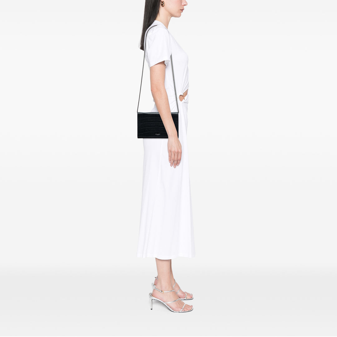 Saint Laurent Croc embossé Cuir Wallet On Chain