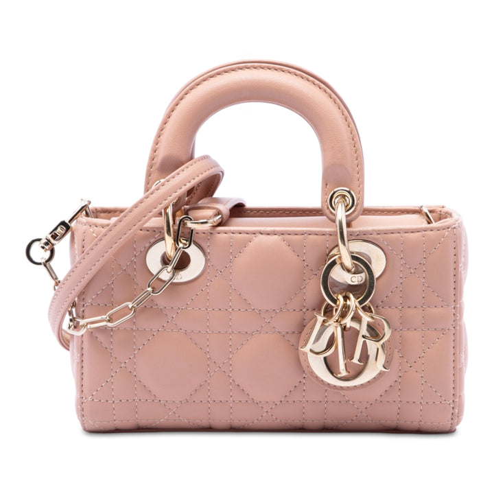 Dior Cannage Lady D Joy Micro Cuir d'agneau Rose