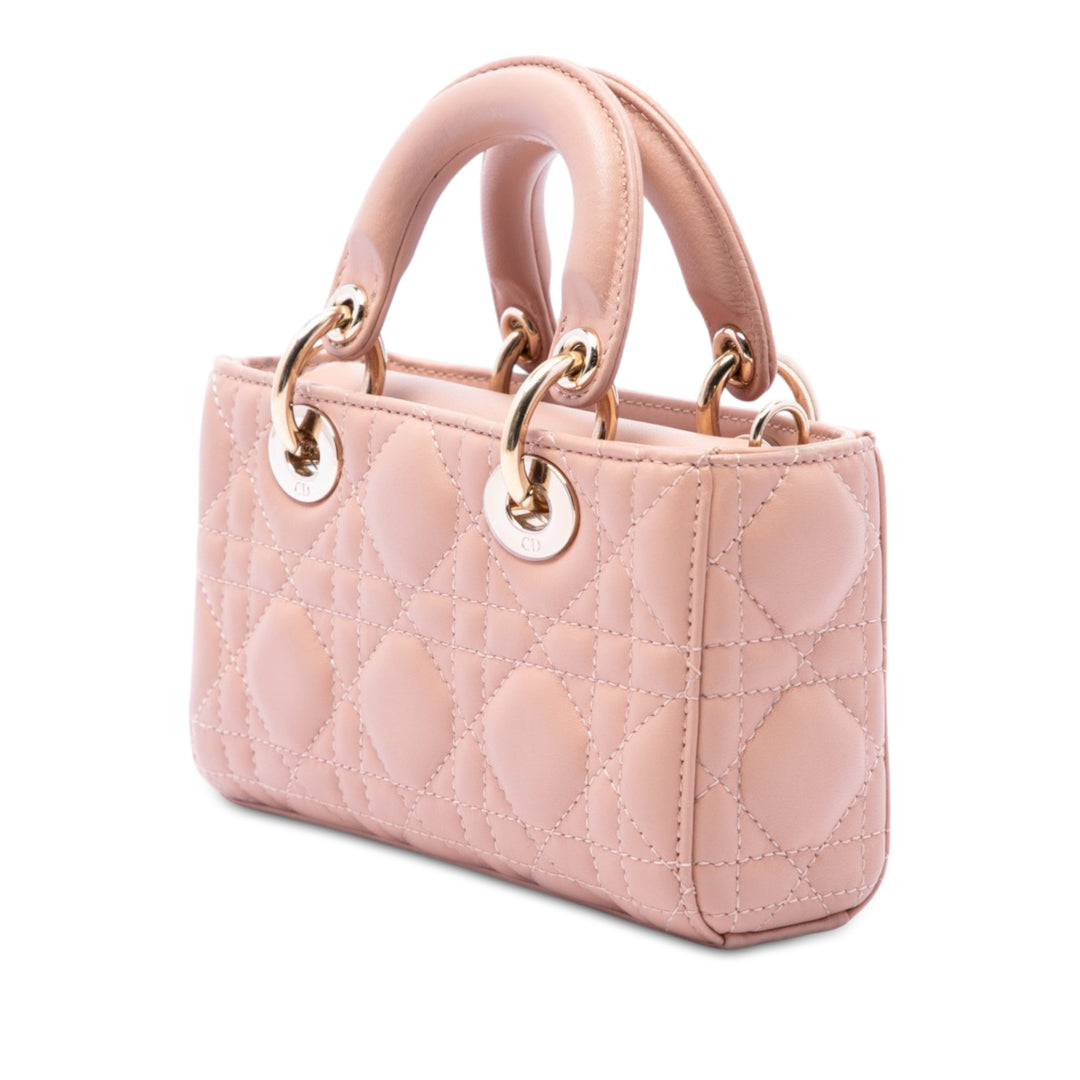 Dior Cannage Lady D Joy Micro Cuir d'agneau Rose