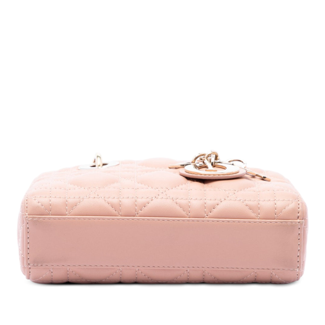 Dior Cannage Lady D Joy Micro Cuir d'agneau Rose