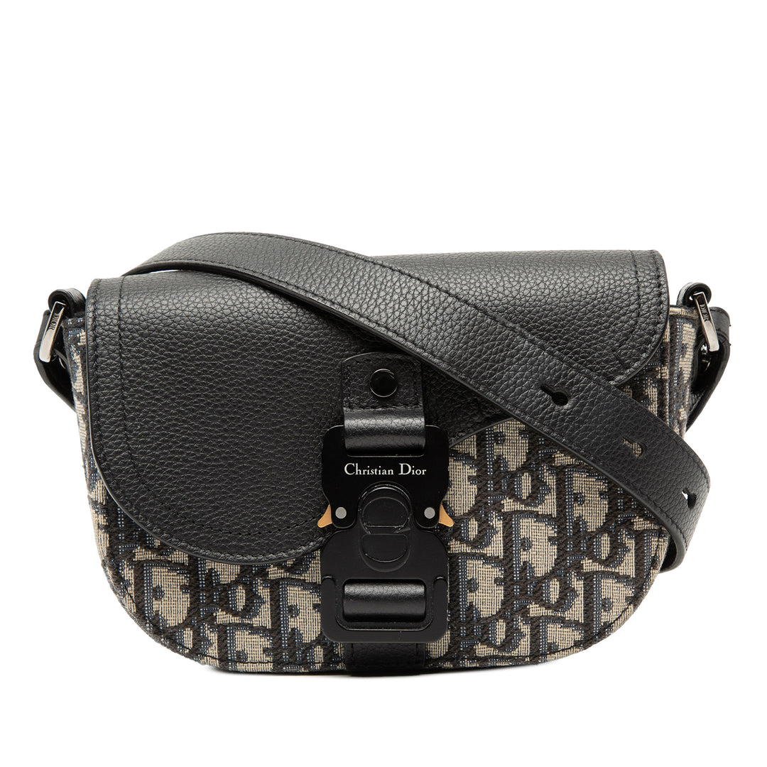 Dior Mini Oblique Toile Saddle Buckle Messenger Sac