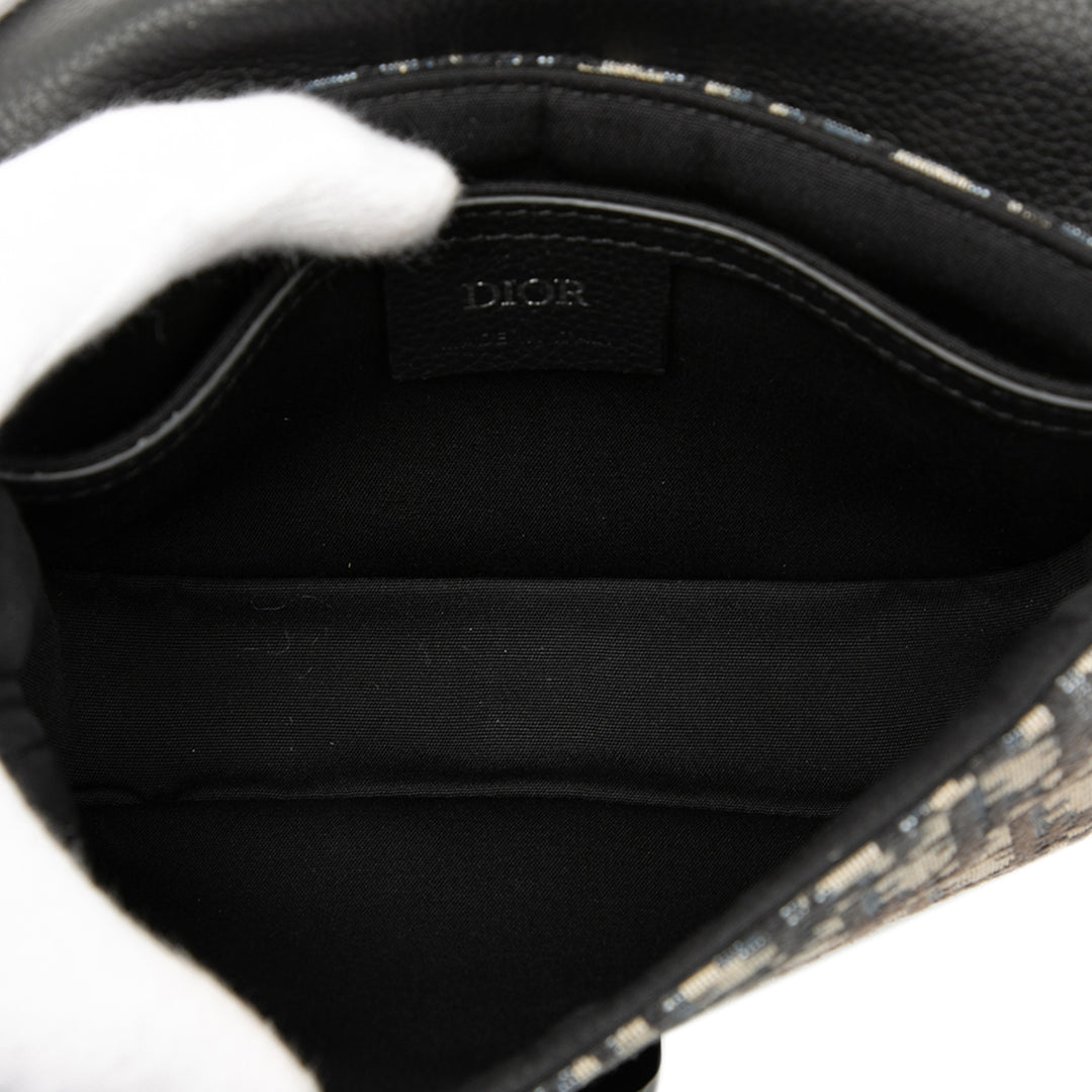 Dior Mini Oblique Toile Saddle Buckle Messenger Sac
