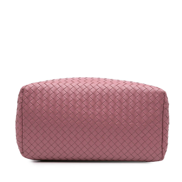 Small Nappa Intrecciato Roma Satchel Pink - Gaby Paris
