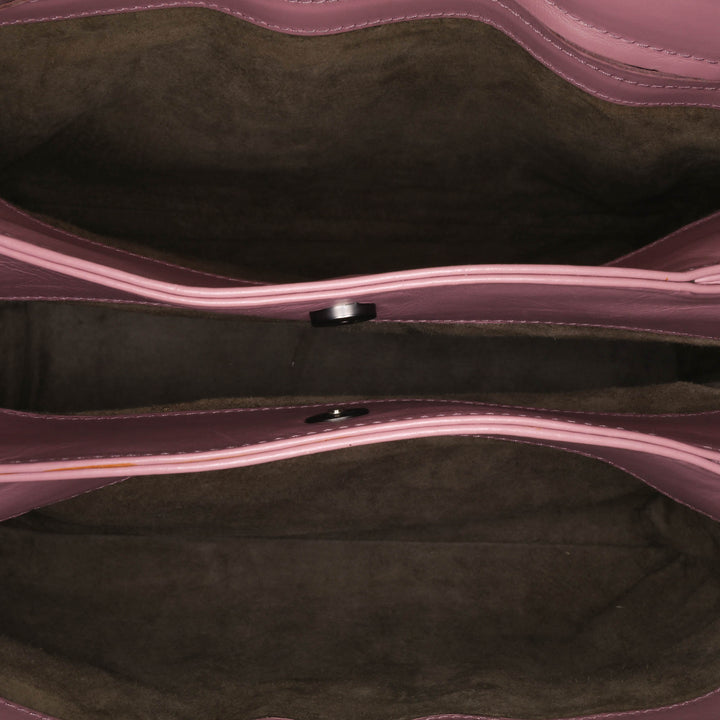 Small Nappa Intrecciato Roma Satchel Pink - Gaby Paris