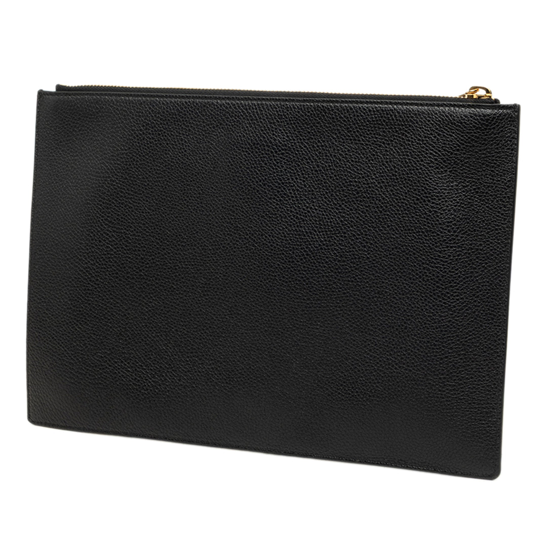 grainé Zumi Zippé Pochette Cuir de veau grainé Noir