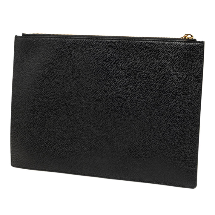 grainé Zumi Zippé Pochette Cuir de veau grainé Noir