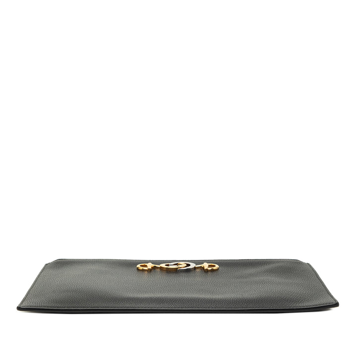 grainé Zumi Zippé Pochette Cuir de veau grainé Noir
