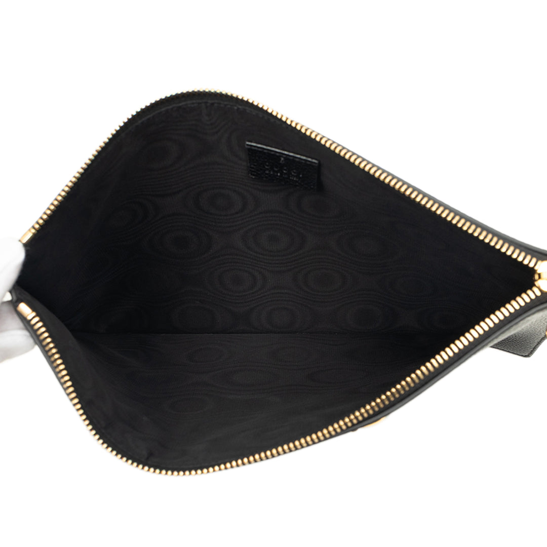 grainé Zumi Zippé Pochette Cuir de veau grainé Noir