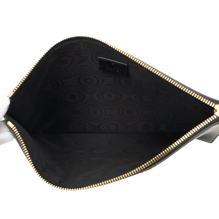 grainé Zumi Zippé Pochette Cuir de veau grainé Noir