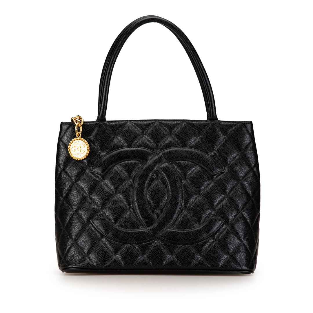 Caviar Medallion Tote Black - Gaby Paris