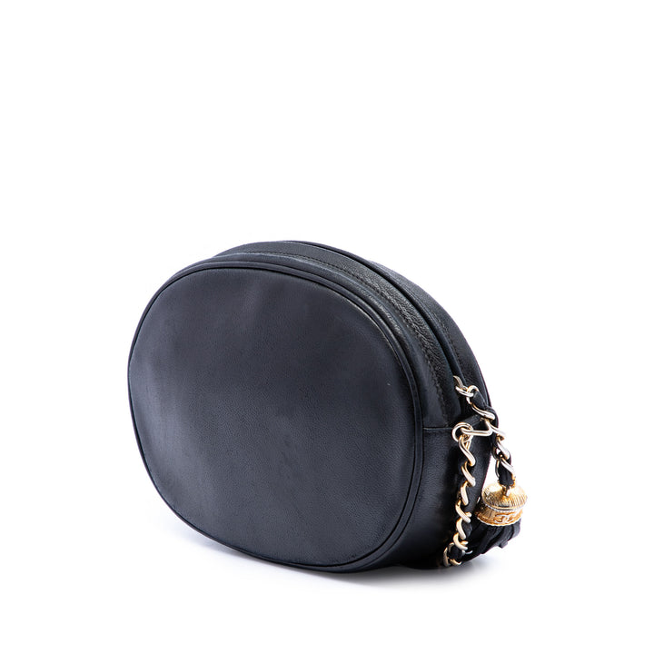 Chanel CC Cuir d’agneau Pompon Oval Sac caméra