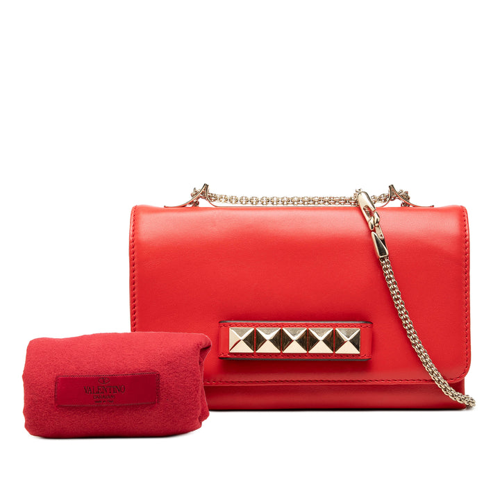 Valentino Pochette Rockstud Va Va Voom avec chaîne Rouge – vue 7 – GABY PARIS