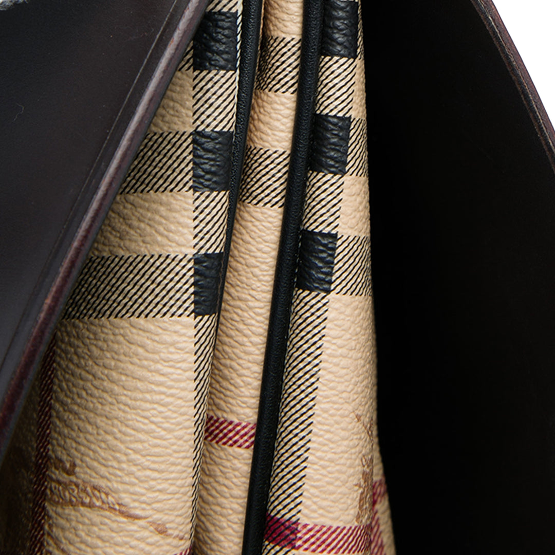 Burberry Sac à main Haymarket Check Bridle Saddle Grand Marron – vue 7 – GABY PARIS