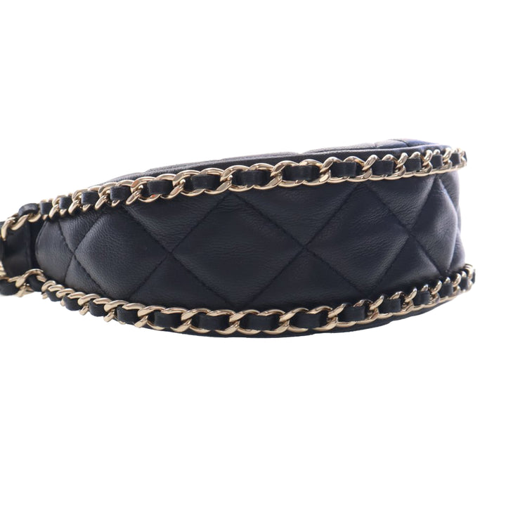Chanel Mini Matelassé Cuir d’agneau Sac rond à chaîne Hook Hobo