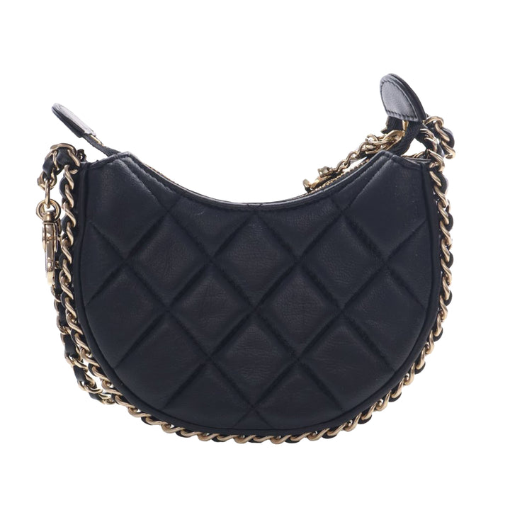 Chanel Mini Matelassé Cuir d’agneau Sac rond à chaîne Hook Hobo