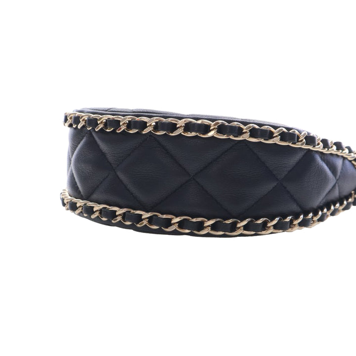 Chanel Mini Matelassé Cuir d’agneau Sac rond à chaîne Hook Hobo