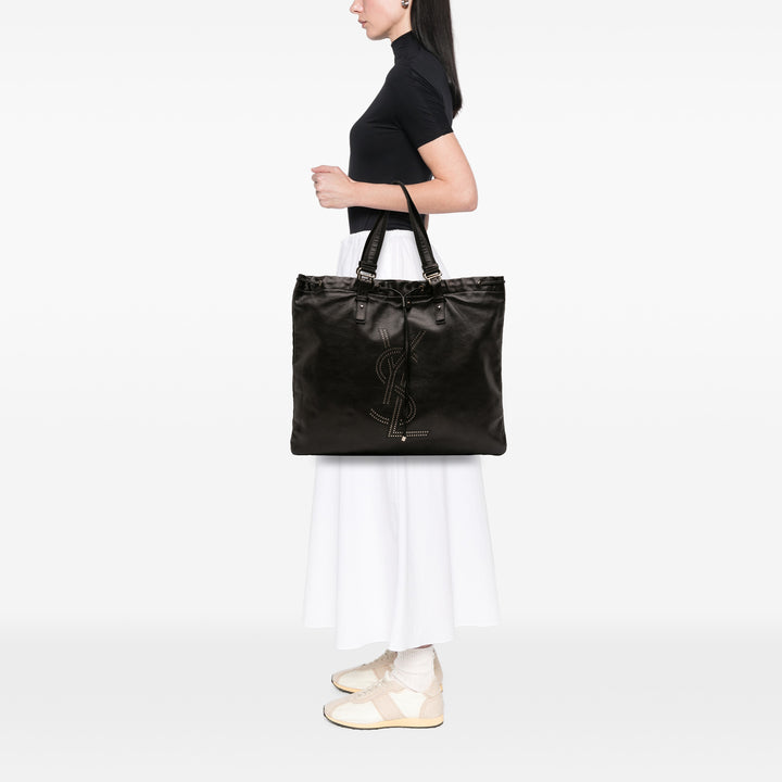 Saint Laurent Cuir de veau Studded Kahala Sac Cabas Noir – GABY PARIS Authentique