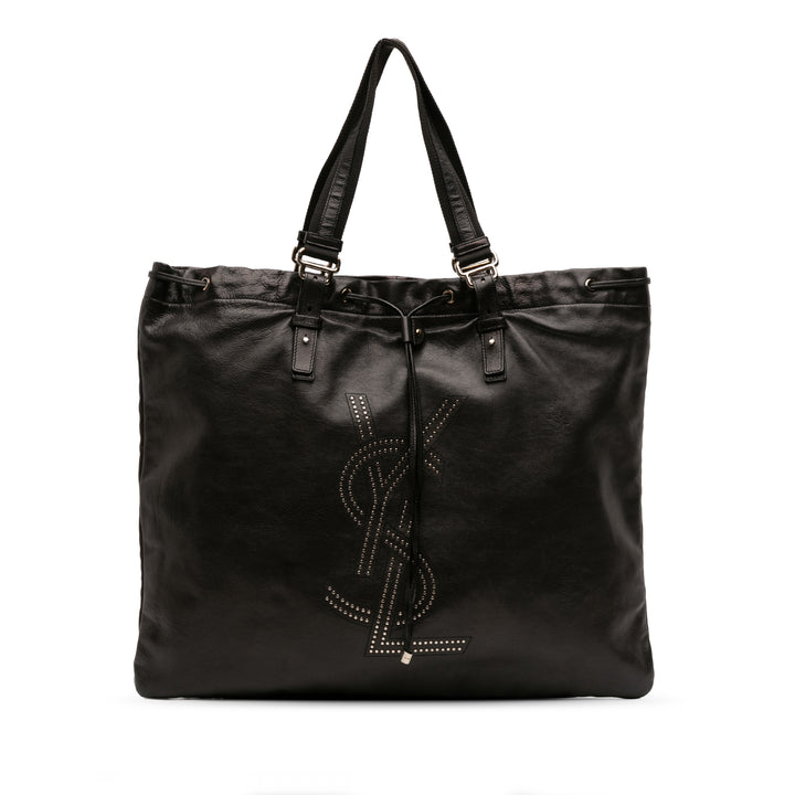 Saint Laurent Cuir de veau Studded Kahala Sac Cabas Noir – GABY PARIS Authentique