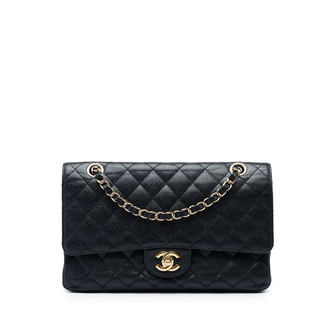 Chanel Sac porté épaule Classic Double rabat Moyen Cuir caviar Noir – vue principale – GABY PARIS