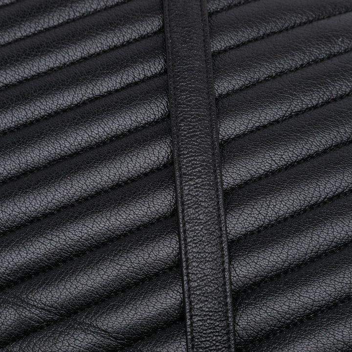 Large Diagonal Quilted Goatskin Flap Black - Gaby Paris