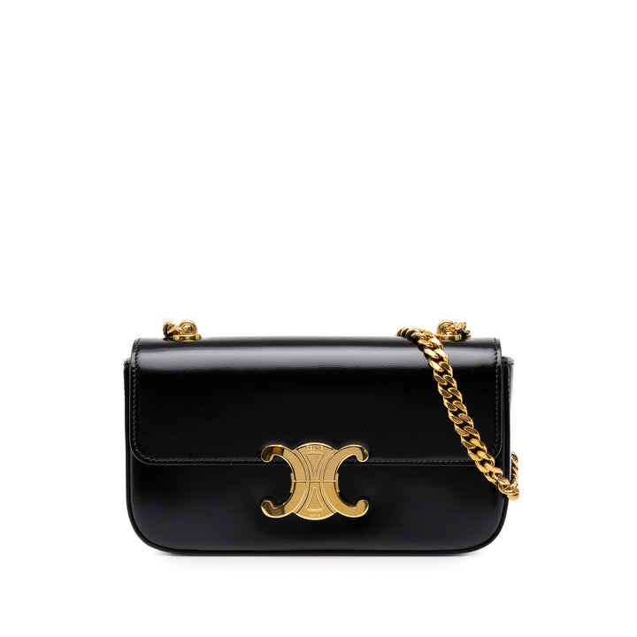Celine Sac porté épaule brillant Triomphe Claude Cuir de veau Noir – vue principale – GABY PARIS
