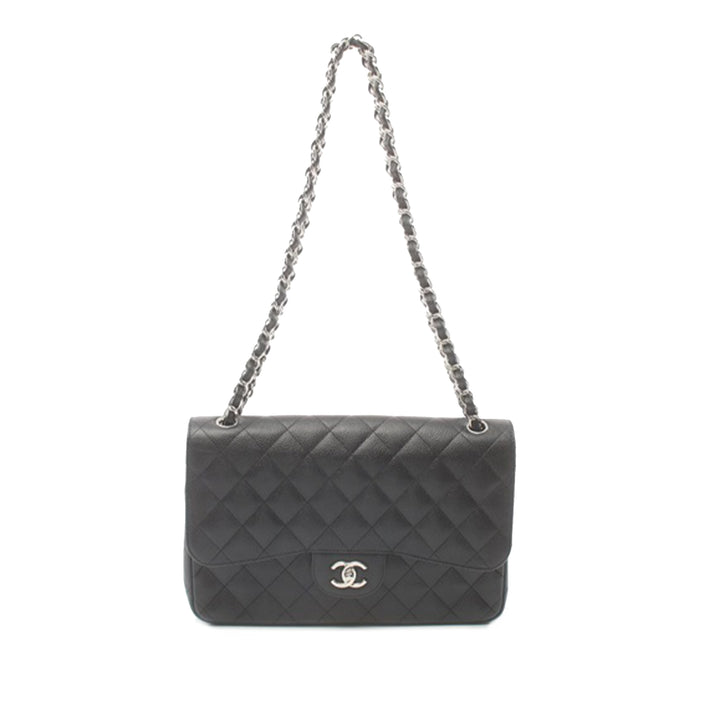 Jumbo Classic Caviar Double Flap Black - Gaby Paris