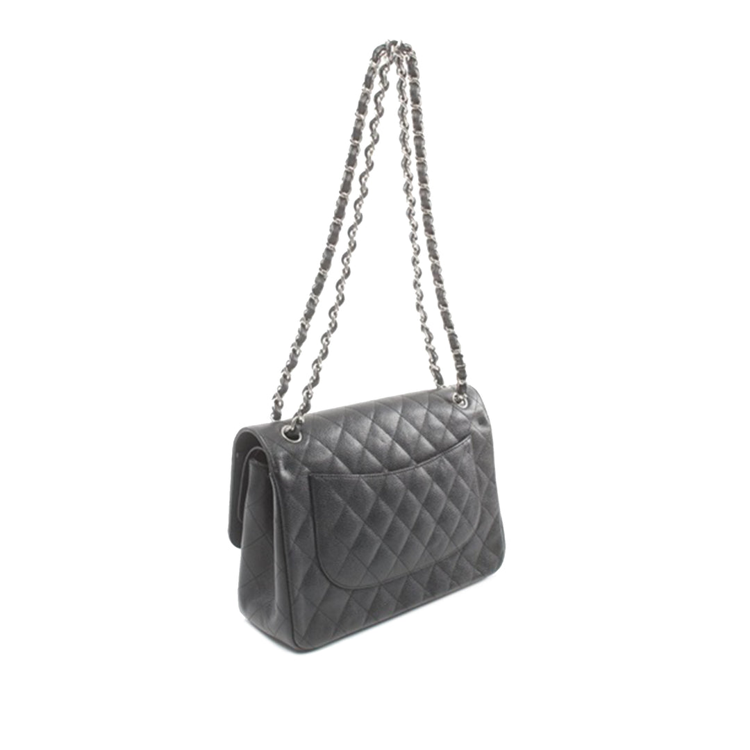 Jumbo Classic Caviar Double Flap Black - Gaby Paris