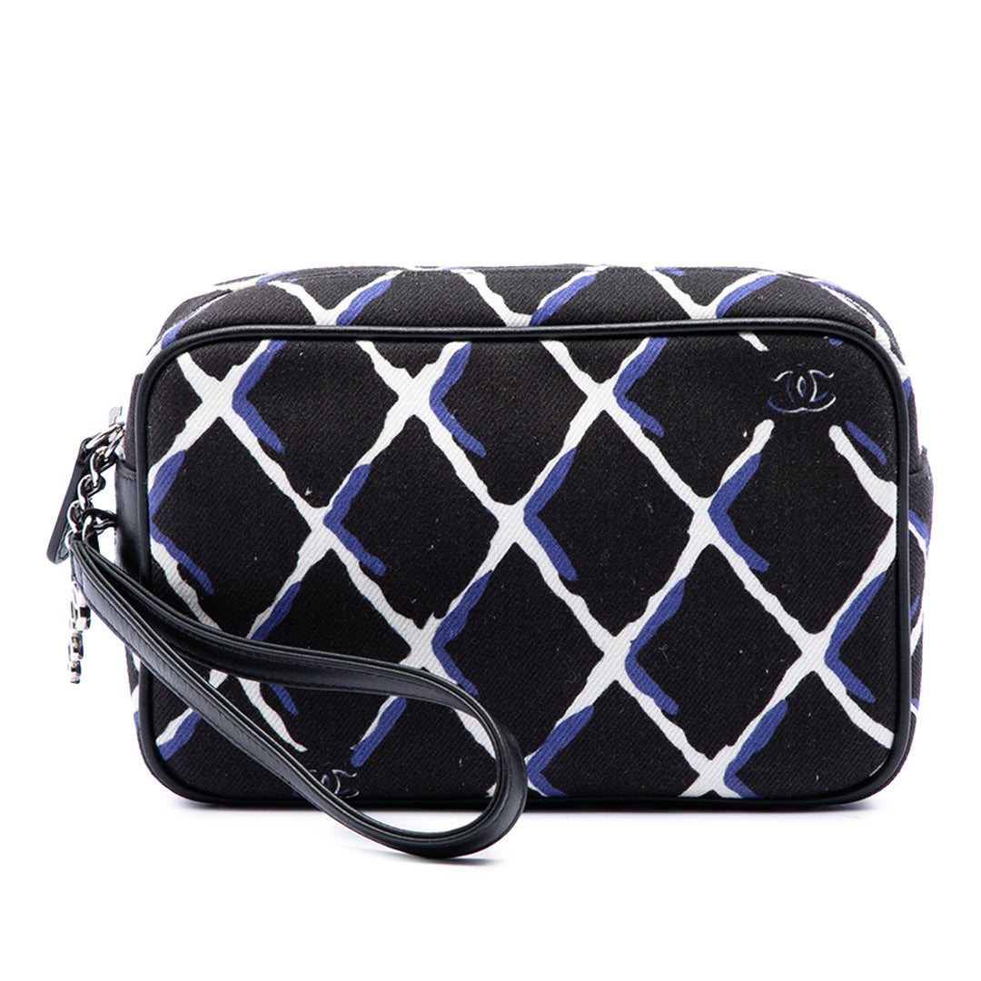 Chanel Trousse CC Imprimé Airline de maquillage Noir – vue principale – GABY PARIS