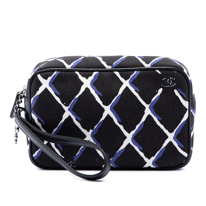 Chanel Trousse CC Imprimé Airline de maquillage Noir – vue principale – GABY PARIS