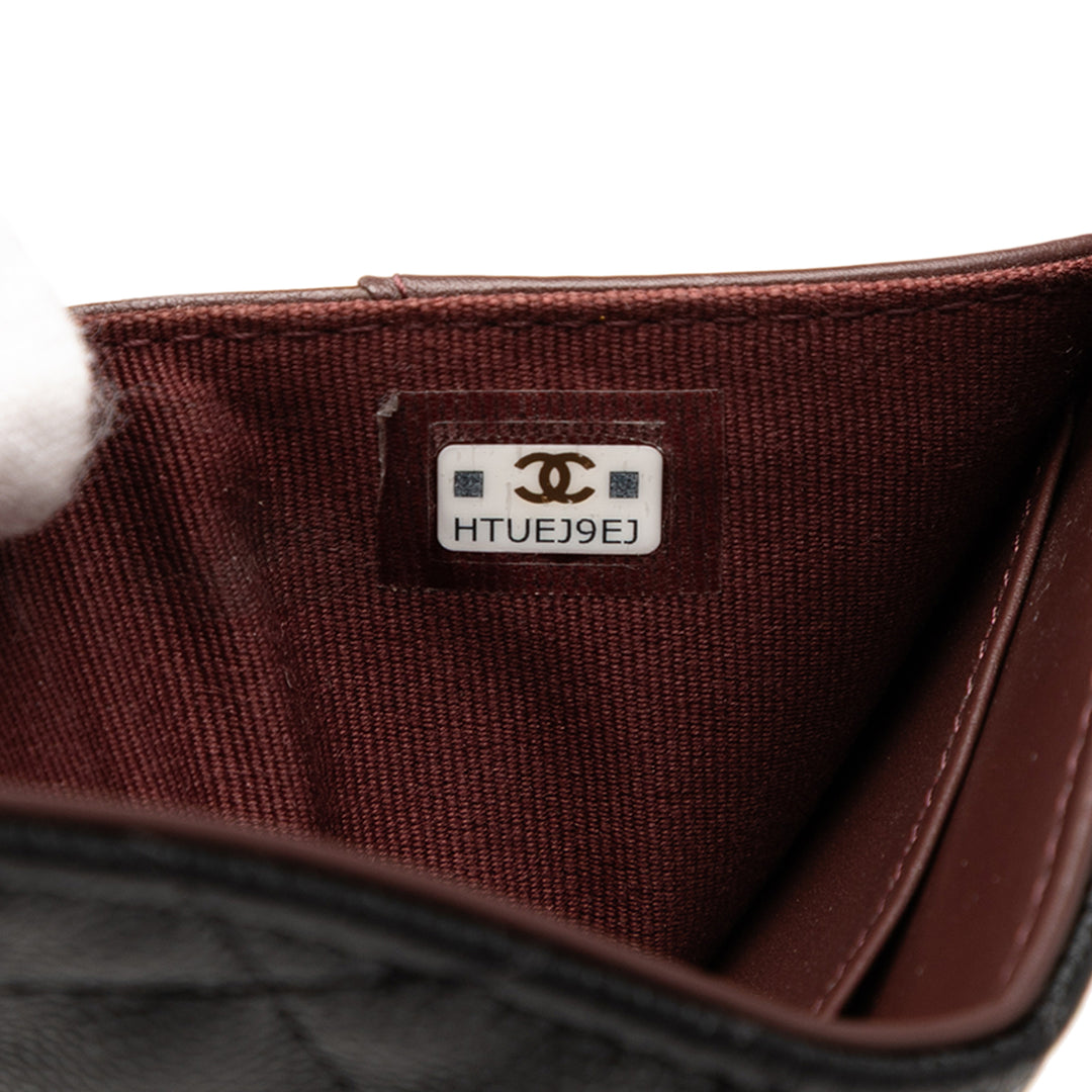 Chanel CC Quilted Caviar Flap Card Holder Wallet Noir