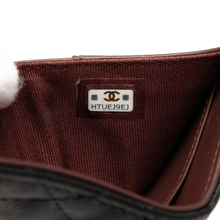Chanel CC Quilted Caviar Flap Card Holder Wallet Noir